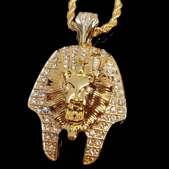 PrimoBling Other - 14k Gold Plated Iced Out Egyptian Lion Necklace